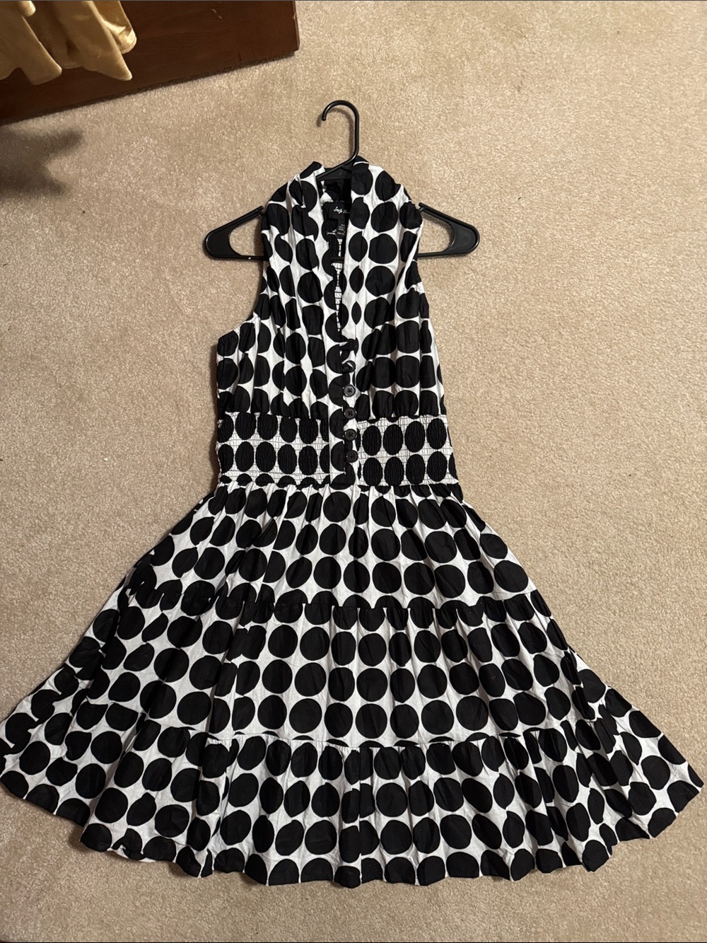 Sleeveless Black & White Polka Dot Mini Dress